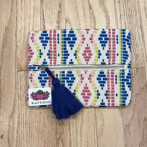 Katydid Vibrant Patterned Pouch with Blue Tassel